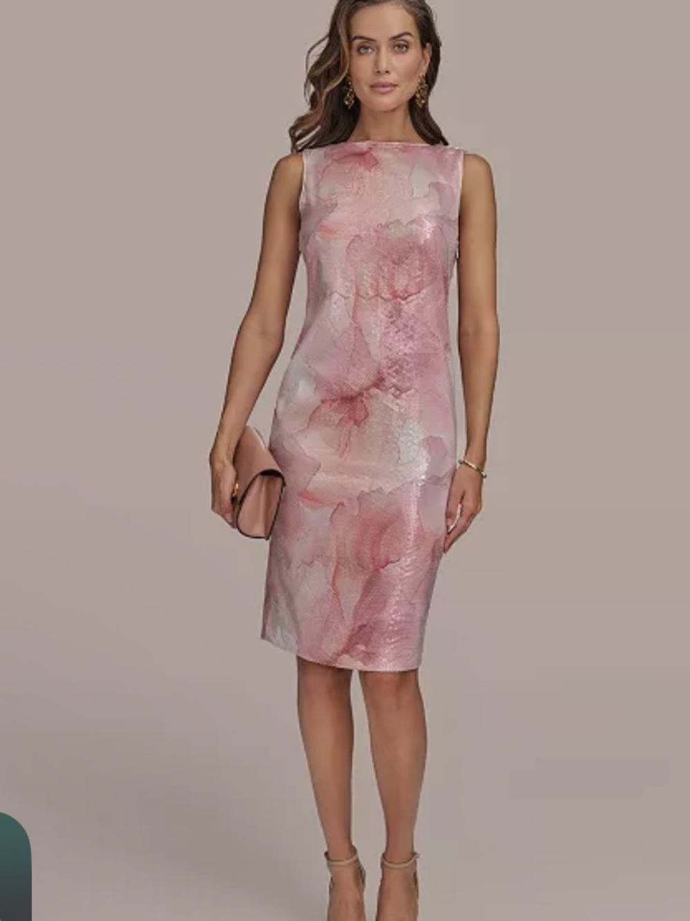 Donna Karan Women's Printed Sequin Sleeveless Sheath Dress size 2